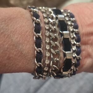 Juicy Couture Silver and Black Bracelet Set